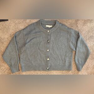 LOFT Gray Button-Up Cardigan Sweater
